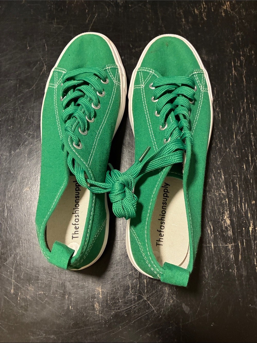 Women’s Green Canvas Lace-Up Sneakers by
